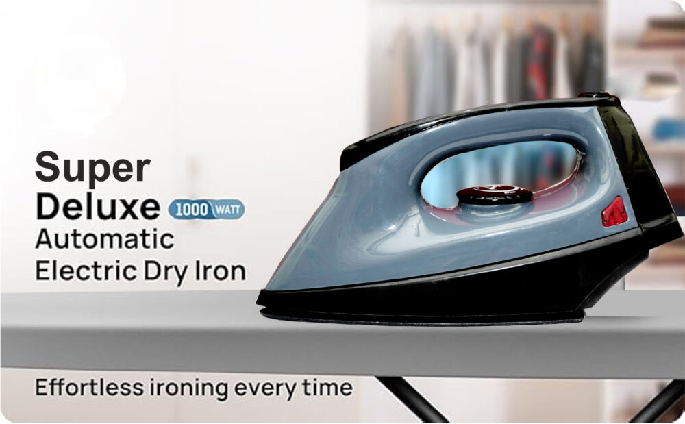 DUA IRON 1000 watt Dry Iron With Advance Soleplate and Anti-bacterial German Coating Technology, Easy Grip Temperature Knob & 1years Warranty. (Grey) - Image 4